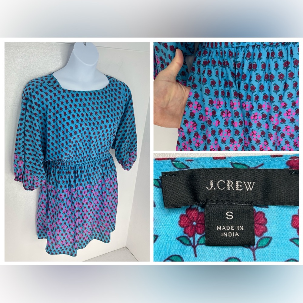 J. Crew Floral Dress Size Small Puff Dolman Sleeves Mini‎ Cottagecore Prairie